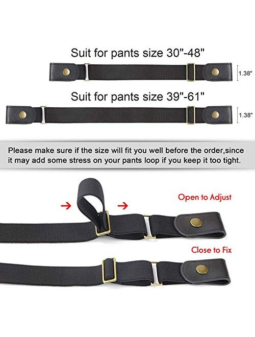 WERFORU 4 Pack Men No Buckle Show Belt Buckle Free Stretch Belt for Jeans Pants 1.38 Inches Wide
