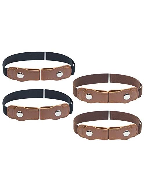 Kids No Buckle Belt (4-Pack) Designer Comfort for Boys and Girls | Elastic Stretch Fit | Supports Independent Toddlers