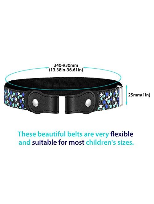 10 Pieces No Buckle Free Belt Kids Adjustable Elastic Belts Stretch Waistbelt for Boys Girls