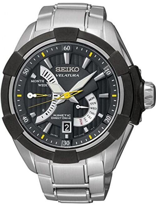 Seiko Velatura Kinetic Black Dial Stainless Steel Mens Watch SRH015 by Seiko Watches