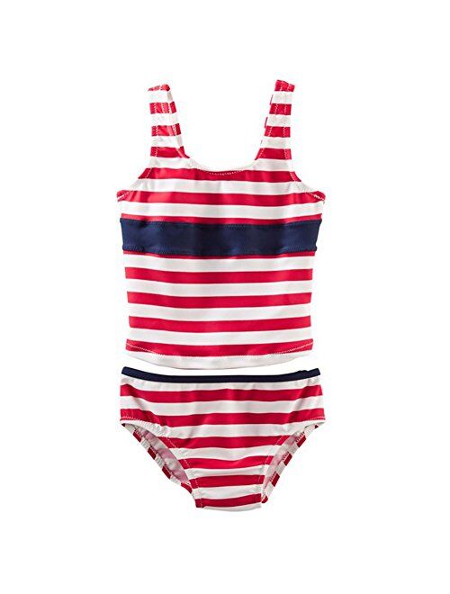 OshKosh B'Gosh Girls' Red Striped 2-Piece Tankini Swimsuit