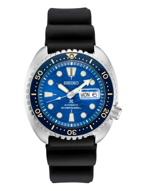 Seiko Men's Automatic Prospex Turtle Black Silicone Strap Watch 45mm - A Special Edition