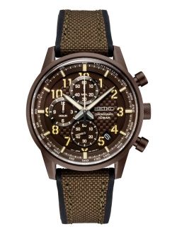 Men's Chronograph Essentials Brown Nylon & Silicone Strap Watch 42.7mm