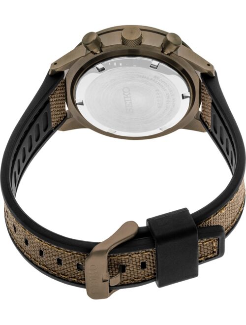 Seiko Men's Chronograph Essentials Brown Nylon & Silicone Strap Watch 42.7mm