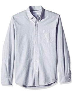 Men's Slim-fit Long-Sleeve Solid Pocket Oxford Shirt