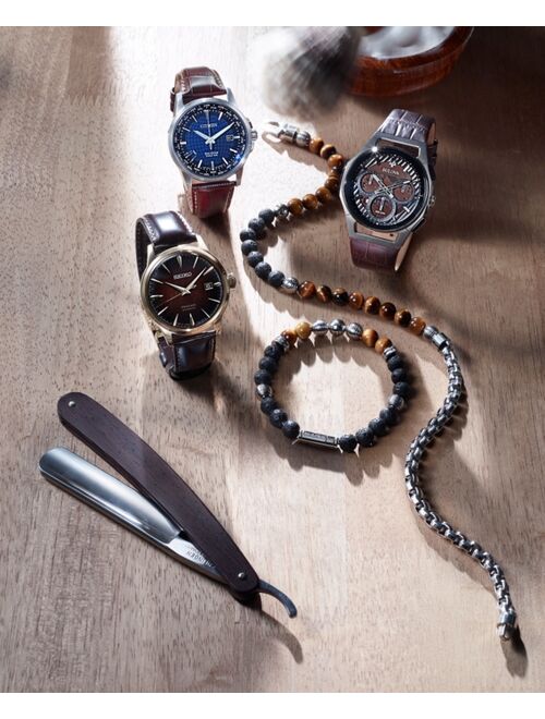 Seiko Men's Automatic Presage Brown Leather Strap Watch 40.5mm