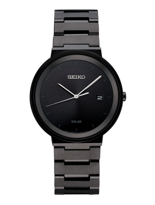 Seiko Men's Solar Essentials Black Stainless Steel Bracelet Watch 40mm