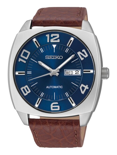 Seiko Men's Automatic Recraft Brown Leather Strap Watch 44mm SNKN37