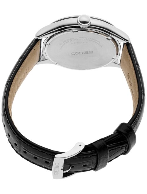 Seiko Men's Solar Essentials Black Leather Strap Watch 42mm