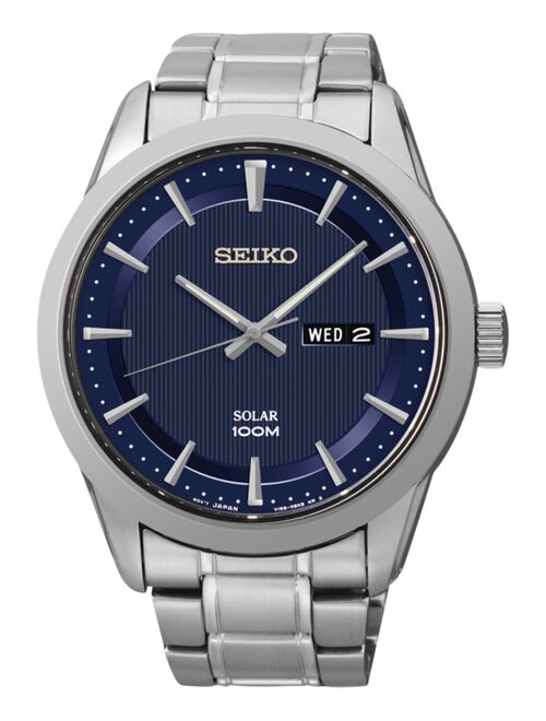 Seiko Men's Solar Stainless Steel Bracelet Watch 43mm SNE361
