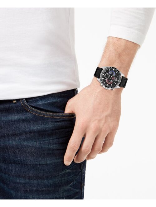 Seiko Men's Essentials Chronograph Black Silicone Strap Watch 43.9mm