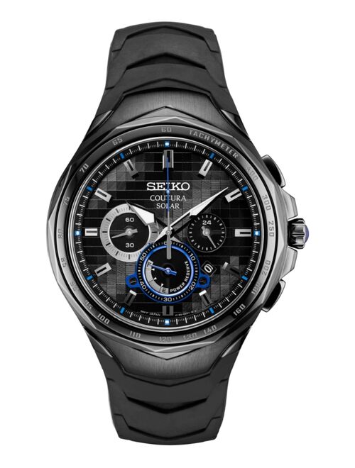 Seiko Men's Solar Chronograph Coutura Black Silicone Bracelet Watch 45.5mm