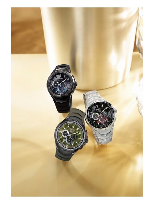 Seiko Men's Solar Chronograph Coutura Black Silicone Bracelet Watch 45.5mm