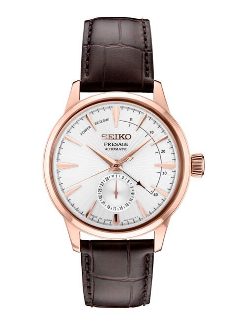 Seiko Men's Automatic Presage Brown Leather Strap Watch 42mm