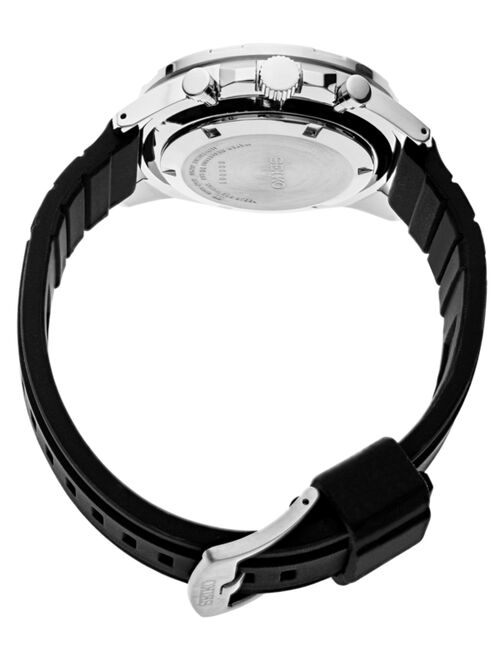 Seiko Men's Chronograph Black Silicone Strap Watch 43.9mm