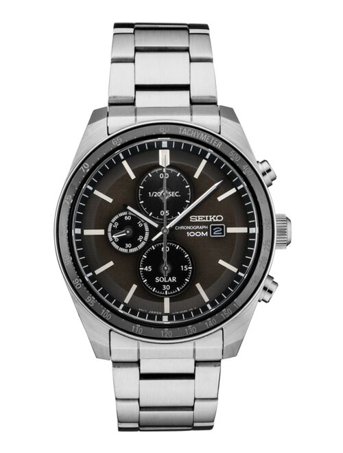 Seiko Men's Solar Chronograph Stainless Steel Bracelet Watch 43.2mm