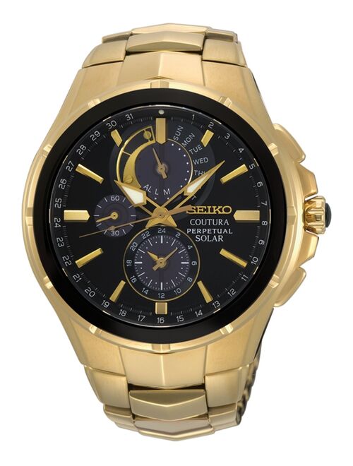 Seiko Men's Solar Chronograph Coutura Gold-Tone Stainless Steel Bracelet Watch 44mm