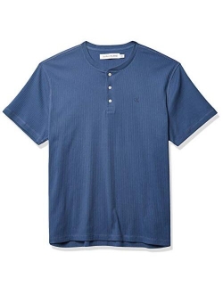 Men's Short Sleeve Henley Ribbed Logo T-Shirt