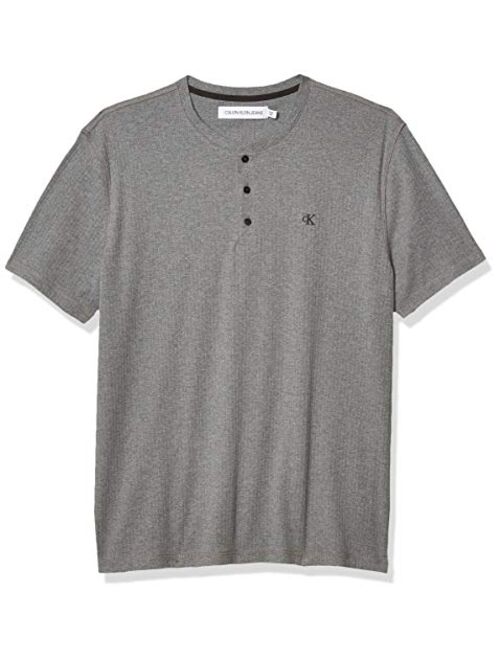 Calvin Klein Men's Short Sleeve Henley Ribbed Logo T-Shirt