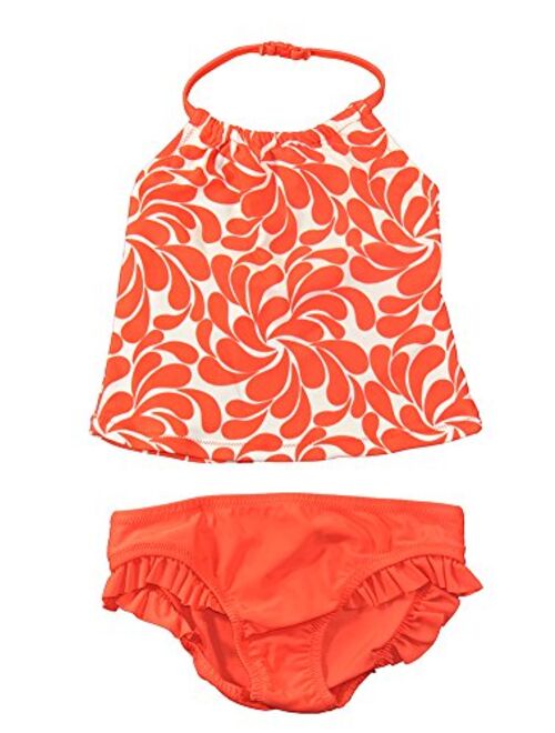 OshKosh B'Gosh Little Girls Orange & White 2-Piece Tankini Swimsuit