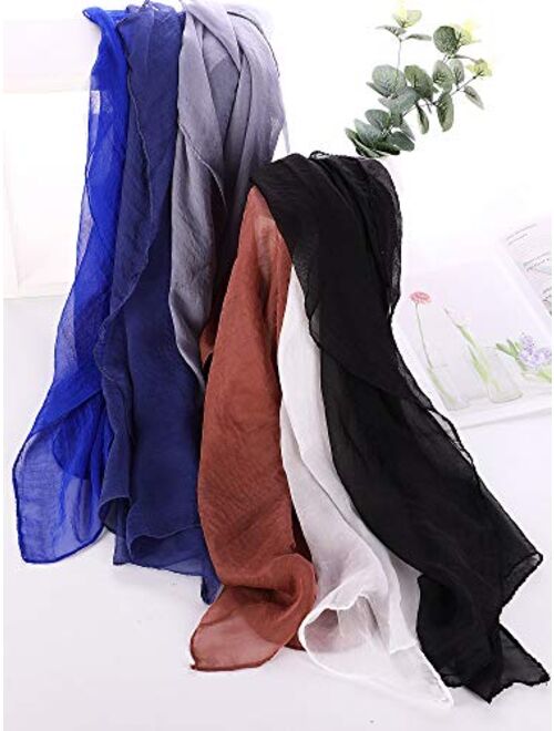 Boao 6 Pieces Chiffon Scarf Polyester Scarf Bandana Soft Ribbon Scarf Satin Ribbon Scarves, 27.5 by 27.5 Inches