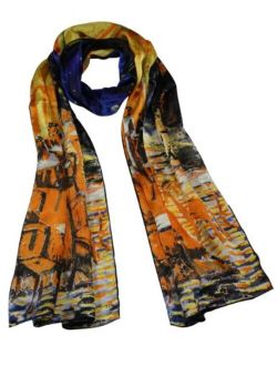 Dahlia Women's 100% Luxury Long Silk Scarf - Van Gogh's Art Collection
