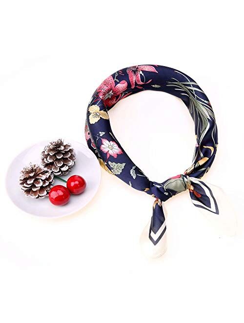 Siyimue Silky Square Scarf Neck Scarf for Women-Fashion Head Hair Scarf-Multipurpose Charm Gift Scarf for Christmas
