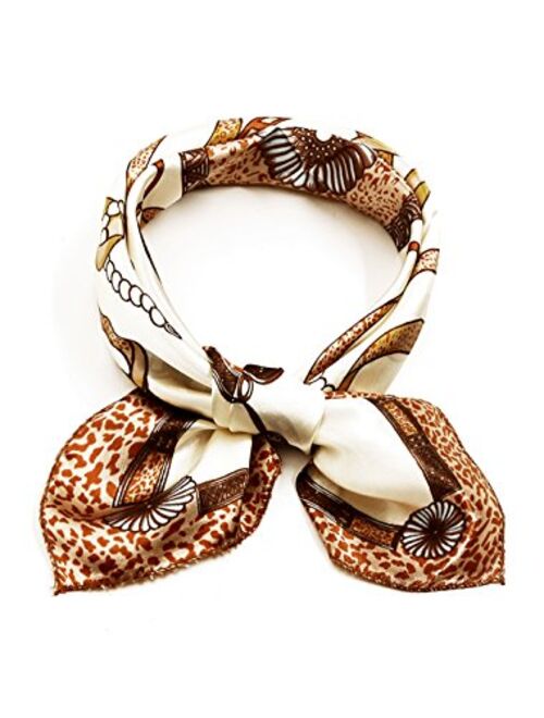 uxcell Women Square Scarf Scarves Leopard Printed Striped Polka Dots Pattern Kerchief Neckerchief