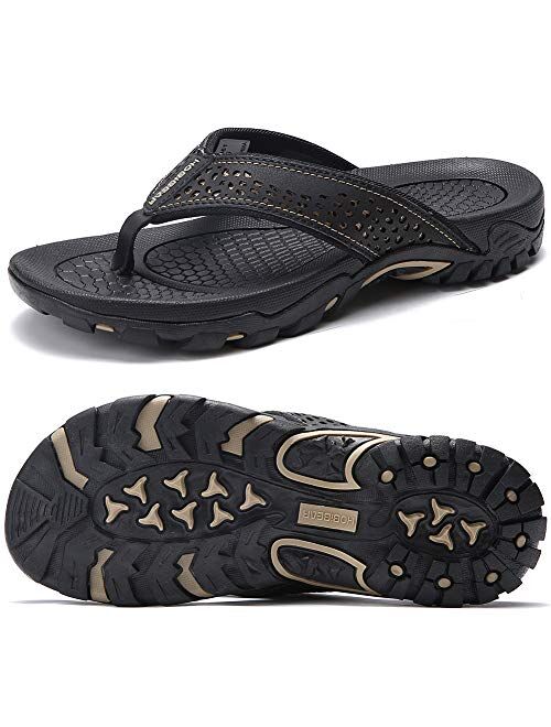 ChayChax Men’s Flip Flops Arch Support Sport Thong Sandals Non Slip Outdoor Beach Walking Slippers