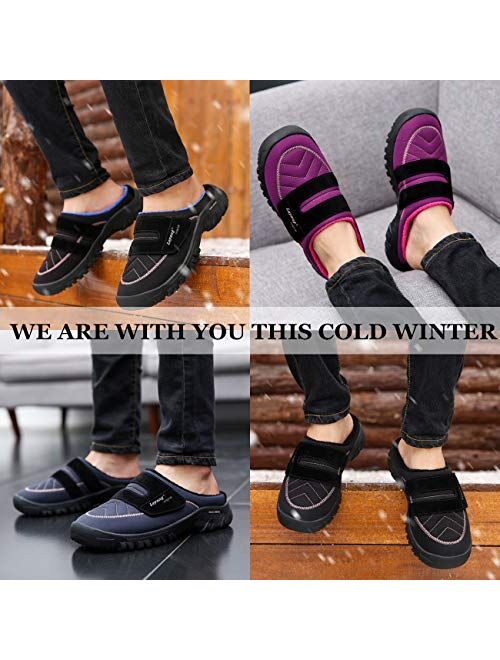 ChayChax Men Women Winter Warm Slippers Faux Fur Lined Clog House Slippers for Indoor and Outdoor