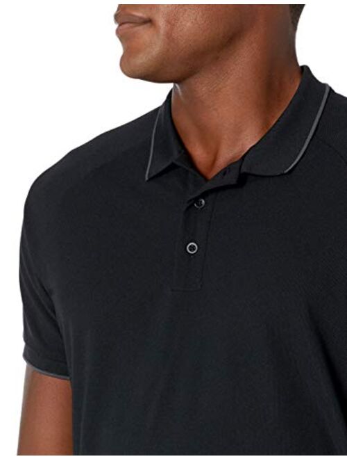 Amazon Brand - Peak Velocity Men's Rib Tipped Athletic Polo Shirt