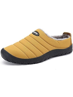Men's Women's Plush Lining House Slippers Winter Warm Slip On Clog House Shoes with Indoor Outdoor Anti-Skid Rubber Sole