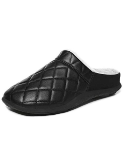 Men's Women's Plush Lining House Slippers Winter Warm Slip On Clog House Shoes with Indoor Outdoor Anti-Skid Rubber Sole