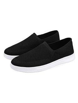 Mens Womens Flat Sneakers Slip-on Casual Tennis Shoes Breathable Mesh Outdoor Sports Running Shoes Large Size 4.5-14.5