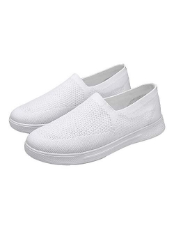 Mens Womens Flat Sneakers Slip-on Casual Tennis Shoes Breathable Mesh Outdoor Sports Running Shoes Large Size 4.5-14.5