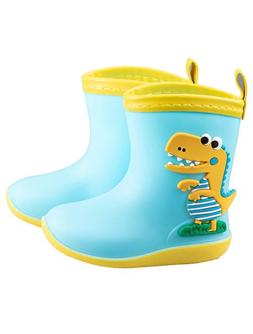 ChayChax Kid’s Cute Rain Boots Waterproof Rubber Boot Shoes Boys Girls Dinosaur Rain Shoes Non-Slip