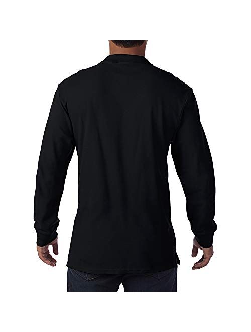 Gildan Mens Long Sleeve Double Pique Cotton Polo Shirt
