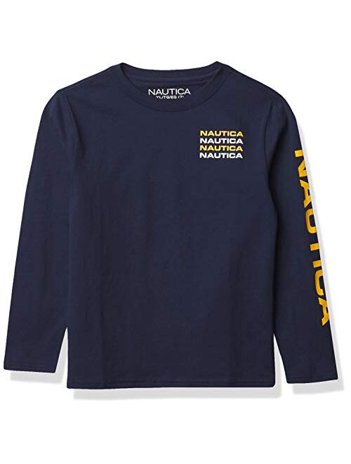 Nautica Boys' Long Sleeve Chest Logo Graphic T-Shirt