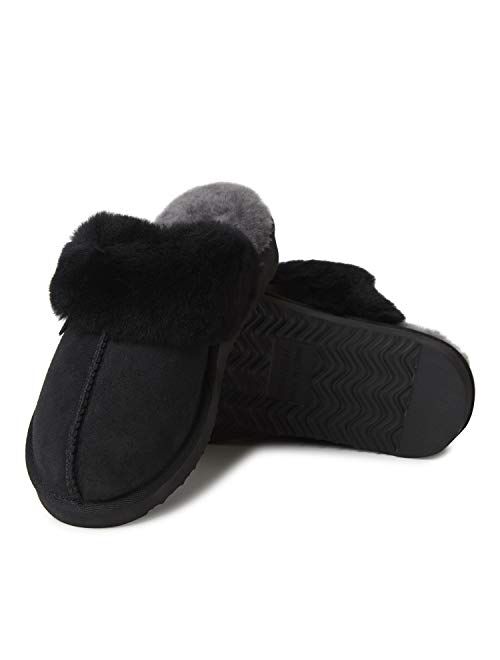 EZ Feet Women's Shearling Scuffs Fluffy Breathable Slip-On Slippers