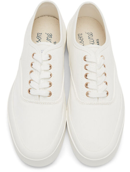 White Canvas Laced Sneakers