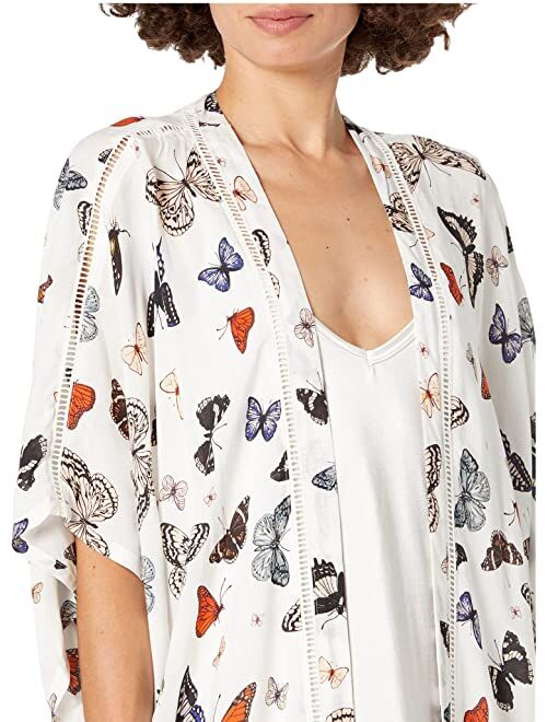 Butterfly Print Kimono Cover-Up