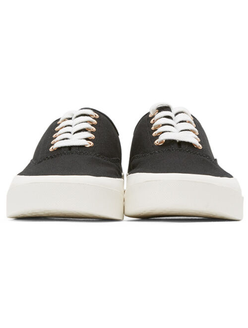 Black Canvas Laced Low Top Sneakers