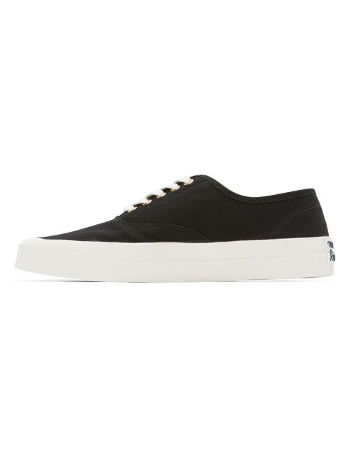 Black Canvas Laced Low Top Sneakers