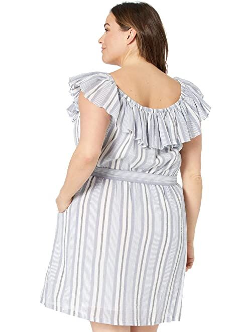 Michael Kors Plus Size Ruffle Neck Mini Dress