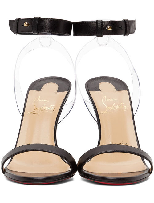 Black Jonatina 100 Heeled Open Almond Toe Transparent PVC Strap Sandals