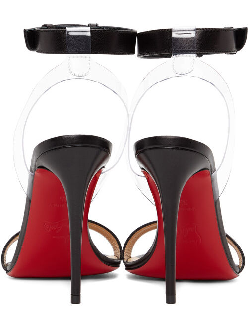 Black Jonatina 100 Heeled Open Almond Toe Transparent PVC Strap Sandals