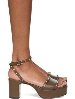 Taupe Rockstud Platform Sandals