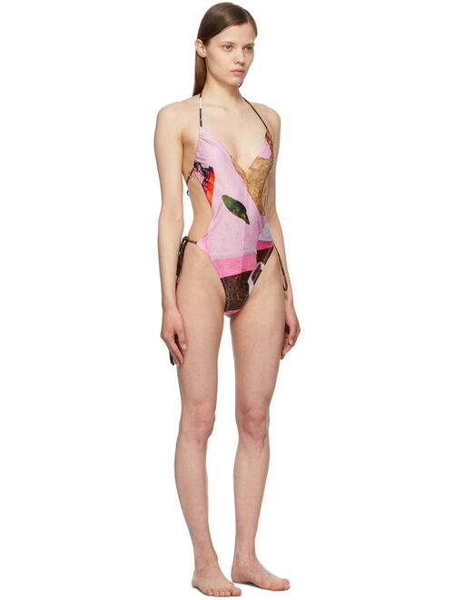 SSENSE Exclusive Pink Harley Weir Edition Perse One-Piece Swimsuit