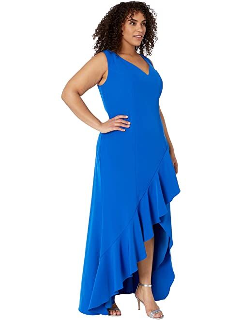Adrianna Papell Plus Size Asymmetrical Ruffle Gown