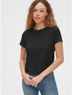 Women's Solid Short sleeves Shrunken T-Shirt